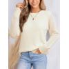 imageCUPSHE Womens Sweaters Casual Long Sleeve Pullover Sweaters Crewneck Soft Knit Jumper TopWhite