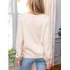 imageCUPSHE Womens Sweaters V Neck Long Sleeve Lightweight Soft Crochet Casual Pullover Sweater TopsBbeige