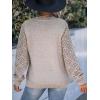 imageCUPSHE Womens Sweaters V Neck Long Sleeve Lightweight Soft Crochet Casual Pullover Sweater TopsKhaki
