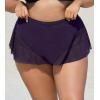 imageCUPSHE Women Plus Size Bikini Bottom High Waisted Swimsuit Full Coverage Mesh Mini Hem Bathing SuitDark Purple