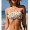 imageCUPSHE Womens Bikini Top Swimsuit Bandeau Top Back Tie with Removable Shoulder StrapsBeigeFloral