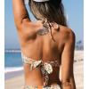 imageCUPSHE Womens Bikini Top Swimsuit Bandeau Top Back Tie with Removable Shoulder StrapsBeigeFloral