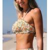 imageCUPSHE Womens Bikini Top Swimsuit Bandeau Top Back Tie with Removable Shoulder StrapsBeigeFloral