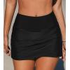 imageCUPSHE Womens Swimsuit Bikini Bottom Skirt High Waisted Full Coverage Bathing Suit Ruched Swim DressBlack