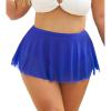 imageCUPSHE Women Plus Size Bikini Bottom High Waisted Swimsuit Full Coverage Mesh Mini Hem Bathing SuitBlue