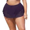imageCUPSHE Women Plus Size Bikini Bottom High Waisted Swimsuit Full Coverage Mesh Mini Hem Bathing SuitDark Purple