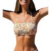 imageCUPSHE Womens Bikini Top Swimsuit Bandeau Top Back Tie with Removable Shoulder StrapsBeigeFloral