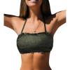 imageCUPSHE Womens Bikini Top Swimsuit Bandeau Top Back Tie with Removable Shoulder StrapsOlive Green