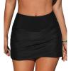 imageCUPSHE Womens Swimsuit Bikini Bottom Skirt High Waisted Full Coverage Bathing Suit Ruched Swim DressBlack