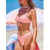 imageCUPSHE Womens Bikini Sets Two Piece Swimsuit V Neck Textured Back Self Tie Spaghetti Straps Mid RiseWhitePink Gingham
