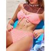 imageCUPSHE Womens Bikini Sets Two Piece Swimsuit V Neck Textured Back Self Tie Spaghetti Straps Mid RiseWhitePink Gingham