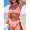 imageCUPSHE Womens Bikini Sets Two Piece Swimsuit V Neck Textured Back Self Tie Spaghetti Straps Mid RiseWhitePink Gingham