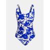 imageCUPSHE Womens One Piece Swimsuit Sweetheart Neck Wide Adjustable Straps Ruched Front Keyhole Bathing SuitBlue Floral