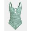 imageCUPSHE Womens One Piece Swimsuit Sweetheart Neck Wide Adjustable Straps Ruched Front Keyhole Bathing SuitGreen Geo
