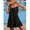 imageCUPSHE Women Swimsuit Cover Up Sleeveless Spaghetti Straps Summer Beach DressBlack