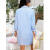 imageCUPSHE Women Swimsuit Coverup Button Down Casual Shirt Dress V Neck Beach Cover Ups with Pockets XSXLBlue Striped