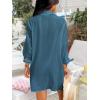 imageCUPSHE Women Swimsuit Coverup Button Down Casual Shirt Dress V Neck Beach Cover Ups with Pockets XSXLSky Blue