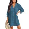 imageCUPSHE Women Swimsuit Coverup Button Down Casual Shirt Dress V Neck Beach Cover Ups with Pockets XSXLSky Blue