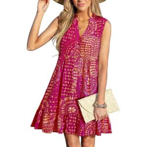 imageCUPSHE Women Swimsuit Coverup 100 Cotton Ruffle Hem Beach Cover Up DressesHot Pink Patterned