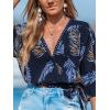 imageCUPSHE Women Swimsuit Coverup Tops Swiss Dot Short Sleeve Summer Blouse Tie Waist Casual Beach Cover UpsBlue Lea