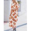 imageCUPSHE Jumpsuits for Women Dressy Botton Down Floral Print Overalls V Neck Shorts Sleeves Wide Leg Rompers Vacation OutfitsBrown