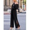imageCUPSHE Jumpsuits for Women Long Sleeve Off Shoulder Belted Overalls with Pockets Wide Leg Pants Rompers Vacation OutfitsBlack