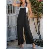 imageCUPSHE Women Fall Bib Overalls Cotton Adjustable Straps Wide Leg Square Neck Side Buttons Jumpsuit with PocketsBlack