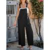 imageCUPSHE Women Fall Bib Overalls Cotton Adjustable Straps Wide Leg Square Neck Side Buttons Jumpsuit with PocketsBlack