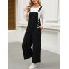 imageCUPSHE Women Fall Bib Overalls Cotton Adjustable Straps Wide Leg Square Neck Side Buttons Jumpsuit with PocketsBlack