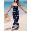 imageCUPSHE Women Paisley Summer Jumpsuits Beach Vacation Square Neck Sleeveless Smocked High Waist Wide Leg JumpsuitNavy Blue