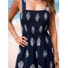 imageCUPSHE Women Paisley Summer Jumpsuits Beach Vacation Square Neck Sleeveless Smocked High Waist Wide Leg JumpsuitNavy Blue