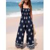 imageCUPSHE Women Paisley Summer Jumpsuits Beach Vacation Square Neck Sleeveless Smocked High Waist Wide Leg JumpsuitNavy Blue