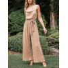 imageCUPSHE Women Wide Leg Jumpsuit Wide Leg Cowl Neck Waist Tie Straight Leg Casual Dressy Outfits