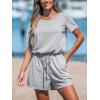 imageCUPSHE Womens Athletic Workout Romper Round Neck Short Sleeve Elastic Waist Jumpsuit With PocketsS