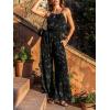imageCUPSHE Womens Casual Loose Overalls Jumpsuits High Neck Sleeveless Wide Leg Boho One Piece Rompers With PocketsFloral Black