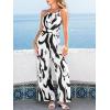imageCUPSHE Womens Casual Loose Overalls Jumpsuits High Neck Sleeveless Wide Leg Boho One Piece Rompers With PocketsWhite Patterned