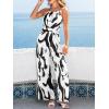 imageCUPSHE Womens Casual Loose Overalls Jumpsuits High Neck Sleeveless Wide Leg Boho One Piece Rompers With PocketsWhite Patterned
