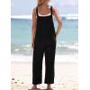 imageCUPSHE Womens Casual Loose Overalls Jumpsuits Sleeveless Overall Scoop Neck Button Front Outfit Casual Beach GreenBlack