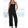 imageCUPSHE Womens Casual Loose Overalls Jumpsuits Sleeveless Overall Scoop Neck Button Front Outfit Casual Beach GreenBlack