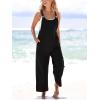 imageCUPSHE Womens Casual Loose Overalls Jumpsuits Sleeveless Overall Scoop Neck Button Front Outfit Casual Beach GreenBlack