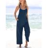 imageCUPSHE Womens Casual Loose Overalls Jumpsuits Sleeveless Overall Scoop Neck Button Front Outfit Casual Beach GreenDark Blue