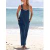 imageCUPSHE Womens Casual Loose Overalls Jumpsuits Sleeveless Overall Scoop Neck Button Front Outfit Casual Beach GreenDark Blue