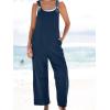 imageCUPSHE Womens Casual Loose Overalls Jumpsuits Sleeveless Overall Scoop Neck Button Front Outfit Casual Beach GreenDark Blue