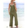 imageCUPSHE Womens Casual Loose Overalls Jumpsuits Sleeveless Overall Scoop Neck Button Front Outfit Casual Beach GreenGreen