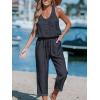 imageCUPSHE Womens Casual Sleeveless Scoop Neck Button Down Overalls With PocketsBlack