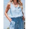 imageCUPSHE Womens Casual Sleeveless Scoop Neck Button Down Overalls With PocketsLight Blue
