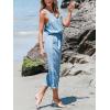 imageCUPSHE Womens Casual Sleeveless Scoop Neck Button Down Overalls With PocketsLight Blue