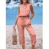 imageCUPSHE Womens Casual Sleeveless Scoop Neck Button Down Overalls With PocketsPink