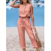imageCUPSHE Womens Casual Sleeveless Scoop Neck Button Down Overalls With PocketsPink