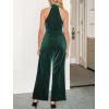 imageCUPSHE Womens Corduroy Jumpsuit Halter Neck Sleeveless Straight Leg Rompers High Waist Party Dressy Jumpsuits 2025Green